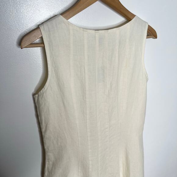 J. Jill Womens Linen Midi Dress Small Ivory Butter Yellow Summer Minimalist - Picture 7 of 13